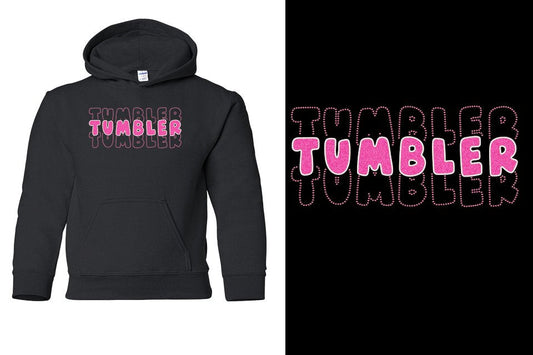TUMBLER 3 lines glitter rhinestones Youth Pullover Hoodie