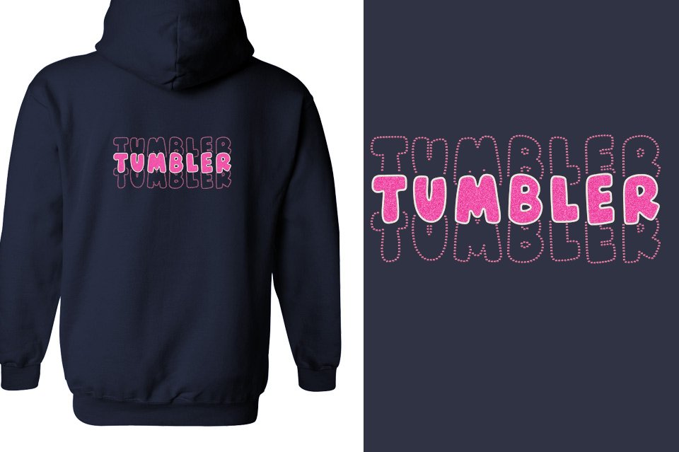 TUMBLER 3 lines glitter rhinestones Unisex Zip Hoodie