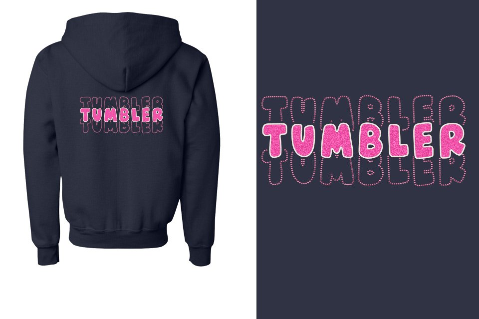 TUMBLER 3 lines glitter rhinestones Youth Unisex Zip Hoodie