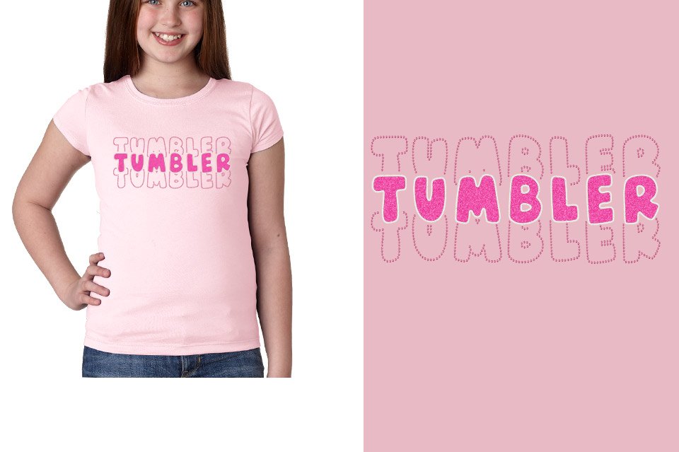 TUMBLER 3 lines glitter rhinestones Girls' Princess T-Shirt