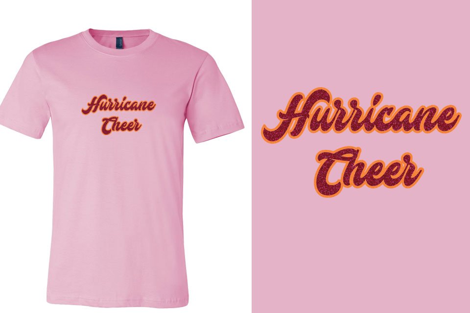Hurricane Cheer script text glitter 2-color Unisex t-shirt