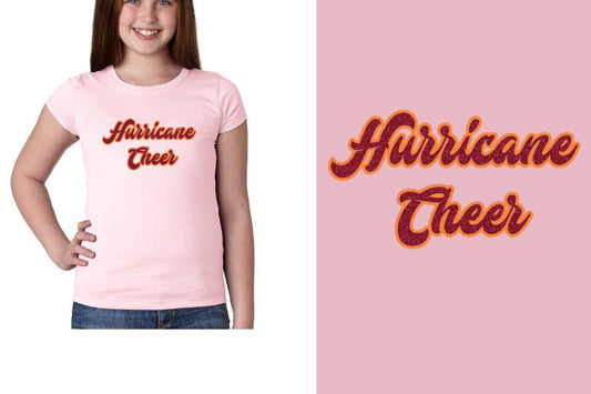 Hurricane Cheer script text glitter 2-color Youth Girls' Princess T-Shirt