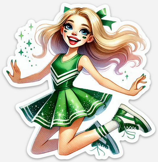 Cheerleader Green 3 Sticker